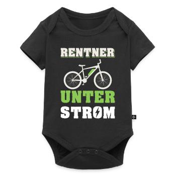 Rentner unter Strom / Fahrrad, E-Bike, Ruhestand - Baby Premium Kurzarmbody - Schwarz - Vorne