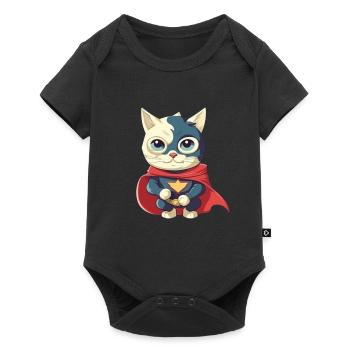 Chat héros mignon - Body à manches courtes Premium Bébé - noir - Devant