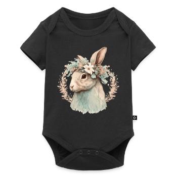 Flower Crown Bunny Rabbit Floral Farm Animal Pet - Body à manches courtes Premium Bébé - noir - Devant