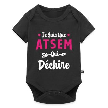 Je suis une ATSEM qui déchire Idée Cadeau Atsem - Body à manches courtes Premium Bébé - noir - Devant