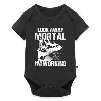 Look away i'm Working - Baby Premium short-sleeve bodysuit - black - Front