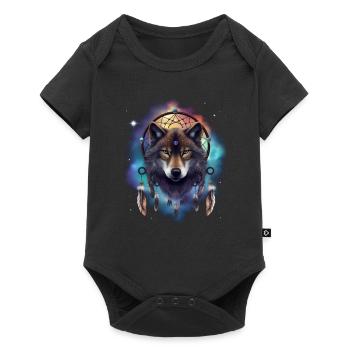 Wolf Galaxy Dream Catcher Plumes spirituelles Wolf - Body à manches courtes Premium Bébé - noir - Devant