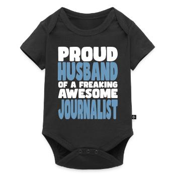 Fière épouse d’un sacré bon journaliste - Body à manches courtes Premium Bébé - noir - Devant