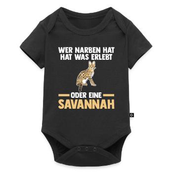 Savannah Katze - Baby Premium Kurzarmbody - Schwarz - Vorne