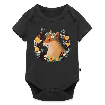 Cute Shiba Inu Flower Crown Pet Dog Breed Floral P - Baby Premium short-sleeve bodysuit - black - Front