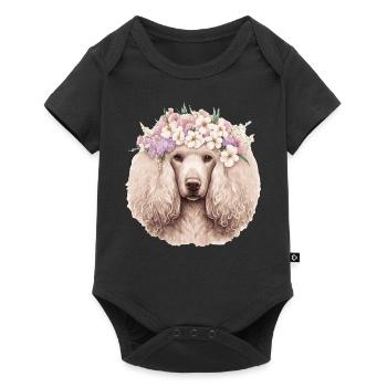 Cute Poodle Flower Crown Pet Dog Breed Floral Pupp - Baby Premium short-sleeve bodysuit - black - Front