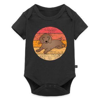 Dackel Dachshund Hundeliebhaber Retro Geschenk - Baby Premium Kurzarmbody - Schwarz - Vorne