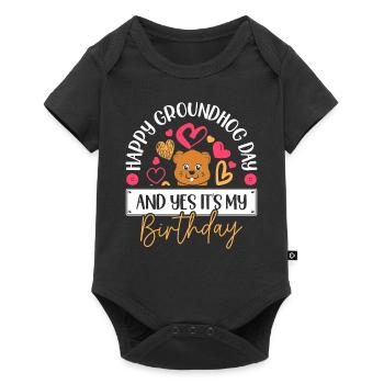 Happy Groundhog Day and yes, it's - Baby Premium short-sleeve bodysuit - black - Front