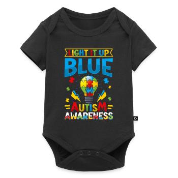 World autism Mom Dad - Baby Premium short-sleeve bodysuit - black - Front
