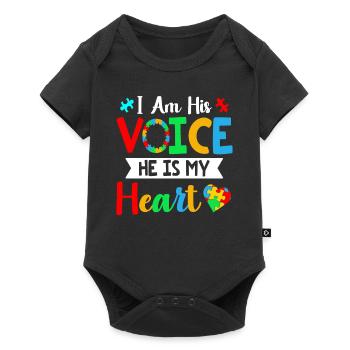 I'm his voice Mom Dad - Baby Premium short-sleeve bodysuit - black - Front