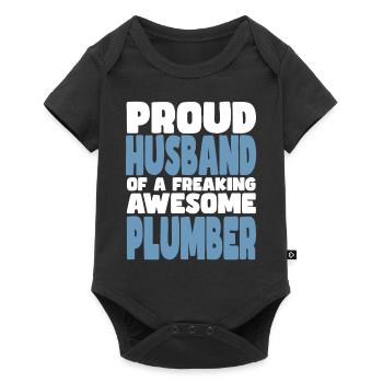 Proud wife of a damn good plumber - Baby Premium short-sleeve bodysuit - black - Front
