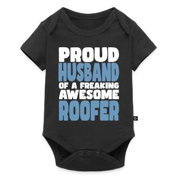 Proud wife of a damn good roofer - Baby Premium short-sleeve bodysuit - black - Front