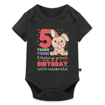 Hase zum 5. Geburtstag Kinder fünf Jahre alt - Baby Premium Kurzarmbody - Schwarz - Vorne