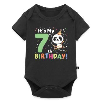 Panda for 7th birthday children seven years old - Baby Premium short-sleeve bodysuit - black - Front