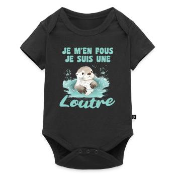 Je m'en fous je suis une loutre - süßer Otter - Baby Premium Kurzarmbody - Schwarz - Vorne