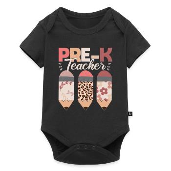 Pre-K-Lehrer Boho Lehre zurück zu Schule Klasse - Baby Premium Kurzarmbody - Schwarz - Vorne