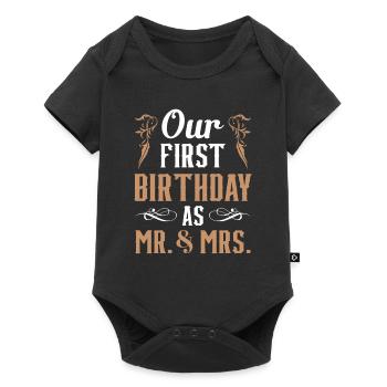 Notre premier anniversaire en tant qu’homme et femme Dictons - Body à manches courtes Premium Bébé - noir - Devant