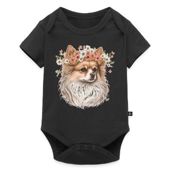 Cute Pomeranian Pom Flower Crown Pet Dog Breed Flo - Baby Premium Kurzarmbody - Schwarz - Vorne