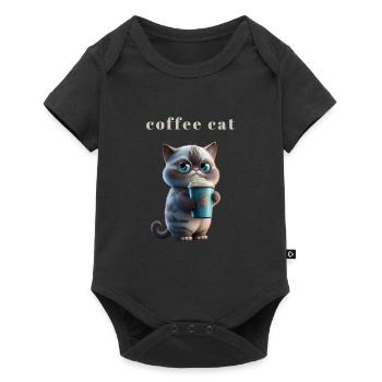 Coffee, cat, coffee lover, epicurean - Baby Premium short-sleeve bodysuit - black - Front