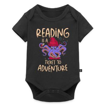 Reading is a ticket to adventure - Baby Premium short-sleeve bodysuit - black - Front