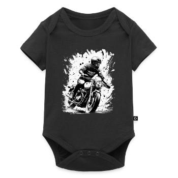 Old School Motorrad Motorradfahrer - Baby Premium Kurzarmbody - Schwarz - Vorne