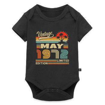 Vintage Mai 1972 Geburtstagsgeschenk - Baby Premium Kurzarmbody - Schwarz - Vorne