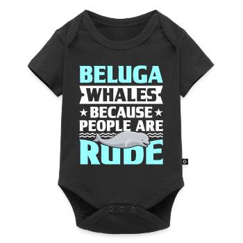 Beluga Wal Belugawal Walbeobachtung Delfin Delphin - Baby Premium Kurzarmbody - Schwarz - Vorne