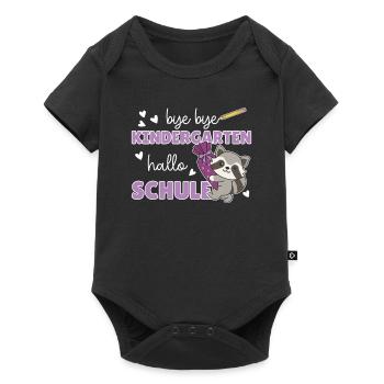 bye bye Kindergarten hallo Schule Waschbär - Baby Premium Kurzarmbody - Schwarz - Vorne