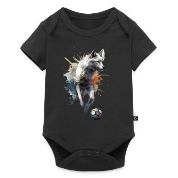 Mignon Animal Joueurs de Football, loup blanc - Body à manches courtes Premium Bébé - noir - Devant
