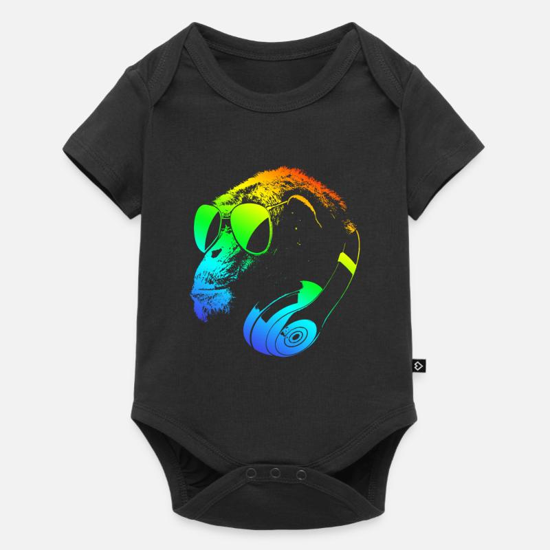 DJ Ape Gorilla Monkey Music Techno Monkey - Baby Premium Kurzarmbody - Schwarz