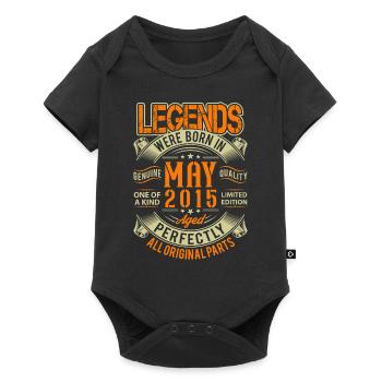 2015 Mai Geburtstag Legende - Baby Premium Kurzarmbody - Schwarz - Vorne