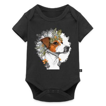 Cute Jack Russel Terrier Flower Crown Pet Dog Flor - Baby Premium short-sleeve bodysuit - black - Front