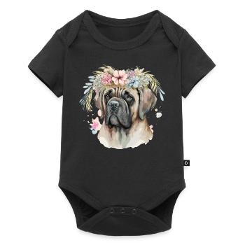 Cute English Mastiff Flower Crown Pet Dog Breed Fl - Baby Premium short-sleeve bodysuit - black - Front