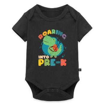 Roaring Into Pre-K Dinosaurier zurück zu Schule - Baby Premium Kurzarmbody - Schwarz - Vorne