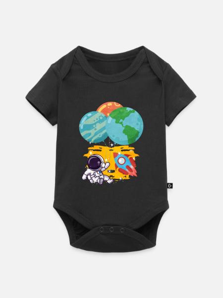 Astronaut Pluto Neptun Erde Balloon - Baby Premium Kurzarmbody - Schwarz