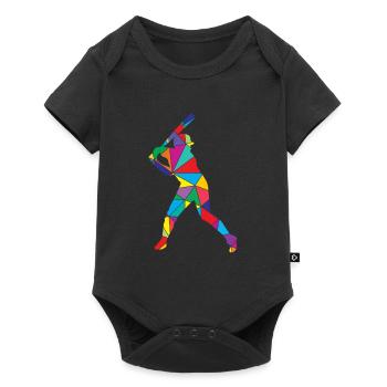 Low Poly Pitcher Schläger Polygon Baseball - Baby Premium Kurzarmbody - Schwarz - Vorne