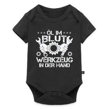 Öl Im Blut Werkzeug In der Hand - Baby Premium Kurzarmbody - Schwarz - Vorne