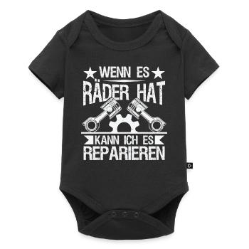 Wenn Es Räder Hat Kann Ich Es Reparieren - Baby Premium Kurzarmbody - Schwarz - Vorne