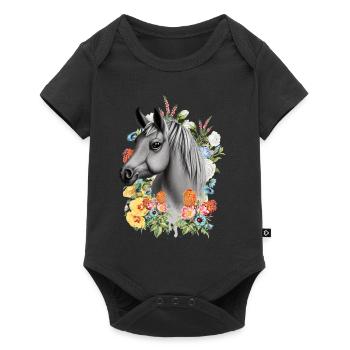 Fleurs de cheval - Body à manches courtes Premium Bébé - noir - Devant