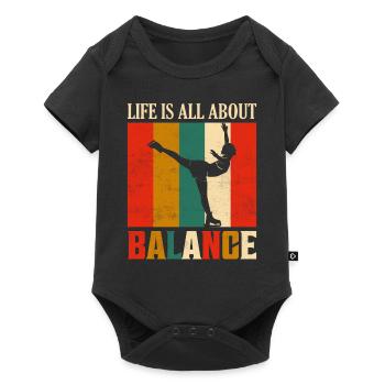 Life Is All About Balance Figure Skater Ice Skatin - Baby Premium short-sleeve bodysuit - black - Front