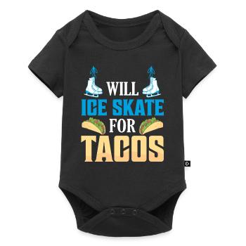 Will Ice Skate for Tacos Figure Skater Ice Skating - Baby Premium short-sleeve bodysuit - black - Front