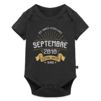Anniversaire Millésime Fabriqué en Septembre 2010 - Body à manches courtes Premium Bébé - noir - Devant