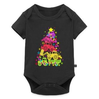 Tractor Tree Farmer Vintage Christmas Tree Xmas T - Baby Premium Kurzarmbody - Schwarz - Vorne