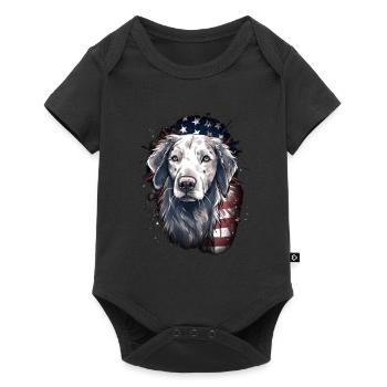Dog American flag of proud dog lover - Baby Premium short-sleeve bodysuit - black - Front