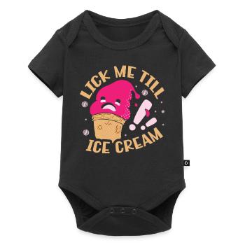 Lick Me Till Ice Cream Lover - Baby Premium Kurzarmbody - Schwarz - Vorne