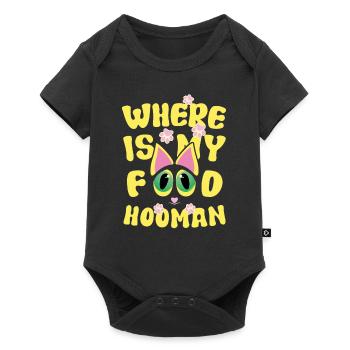 WHERE IS MY FOOD HOOMAN - Baby Premium Kurzarmbody - Schwarz - Vorne