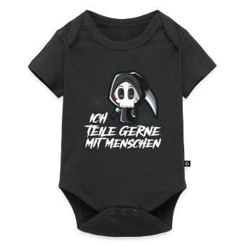 Ich Teile Gerne MitMenschen Sarkasmus Sensenmann - Baby Premium Kurzarmbody - Schwarz - Vorne