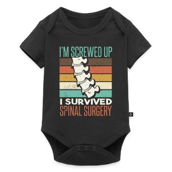 Spinal Surgery Funny Back Spinal Fusion - Baby Premium short-sleeve bodysuit - black - Front