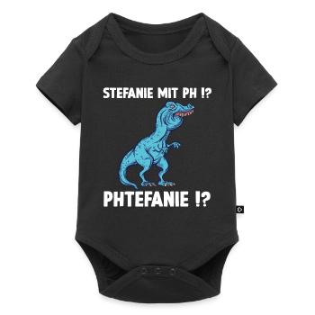 Stefanie Shirt lustiges Trex Meme Überbiss - Baby Premium Kurzarmbody - Schwarz - Vorne