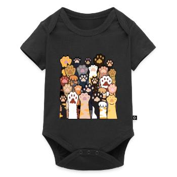 Pattes de chat Dessins amoureux des chats avec chat - Body à manches courtes Premium Bébé - noir - Devant